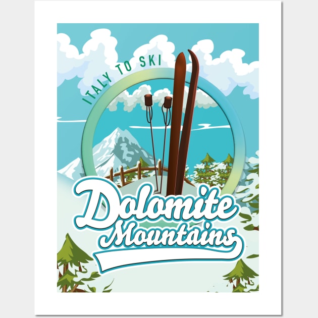 Dolomite mountains italy ski logo Wall Art by nickemporium1